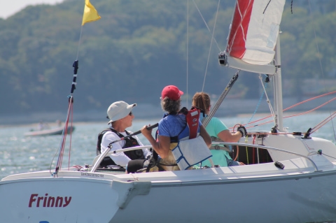 Clagett sailors match racing in Oyster Bay, New York at The Clagett/Oakcliff Match Racing Clinic and Regatta