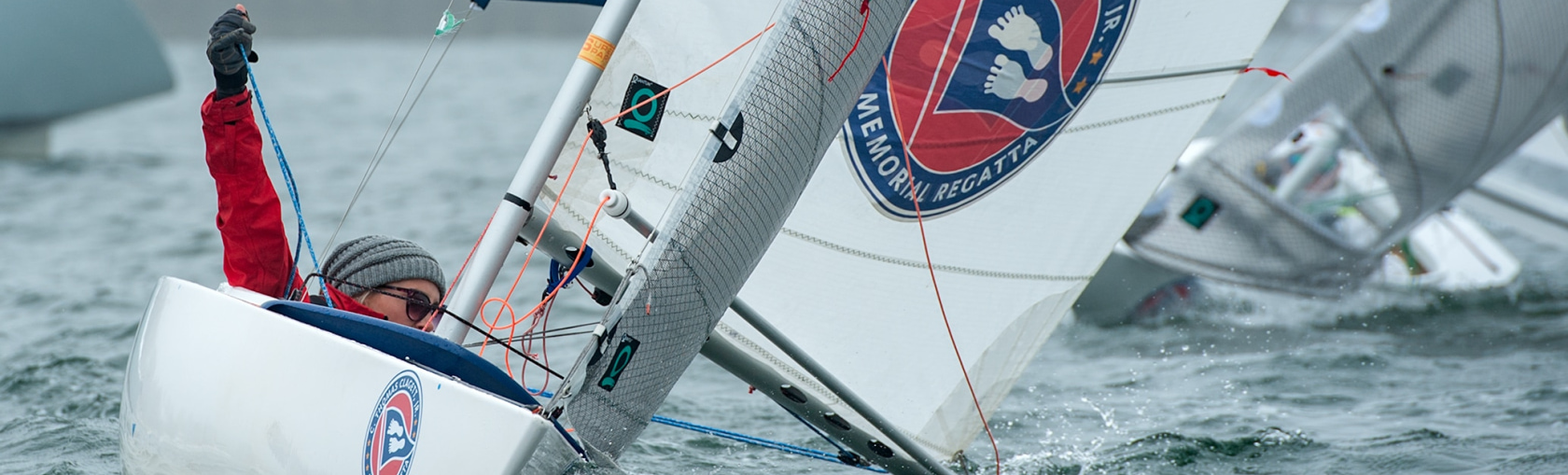 Sonar skipper Dave Whalen sails upwind with Spencer Raggio