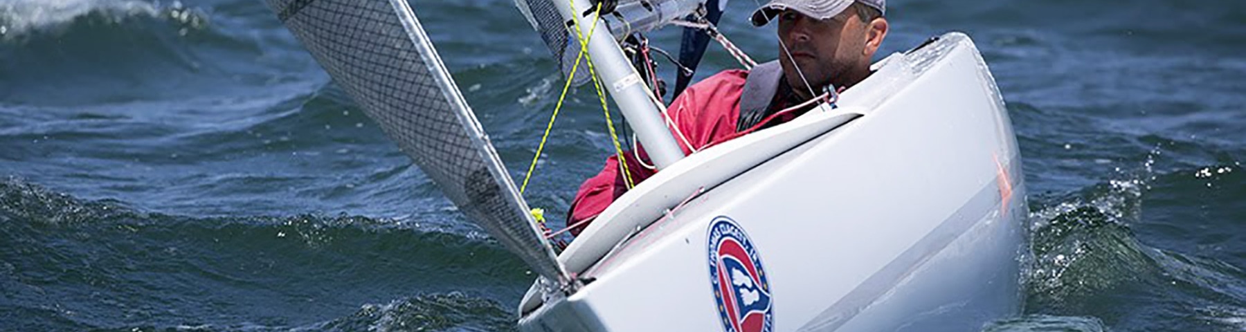 A 2.4mR sailor competes at The Clagett Regatta
