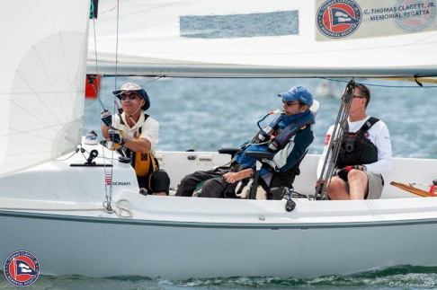 The Y-Knot Sonar team competes at The Clagett Regatta